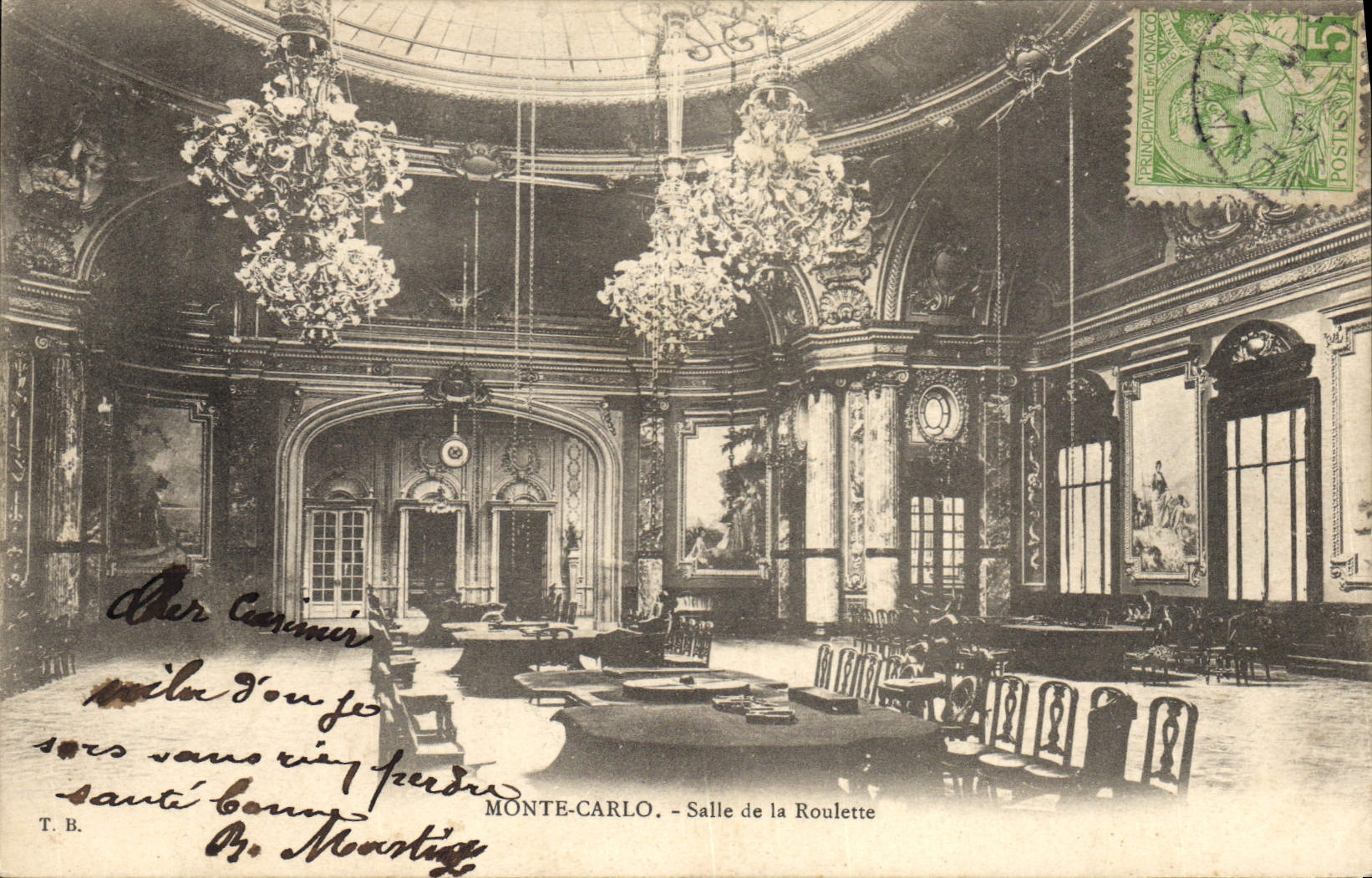 Vintage Postcard Casino of Monte Carlo Room of the caster
