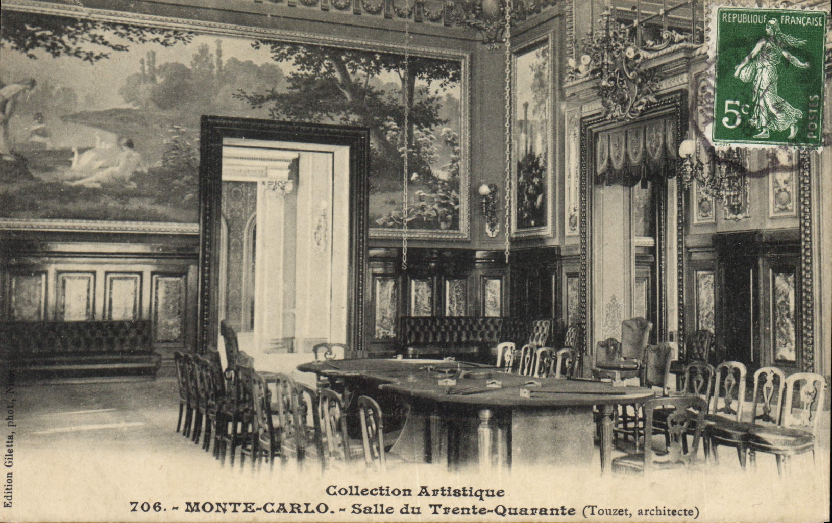 Vintage Postcard Casino of Monte Carlo Room of the Thirty Forty Touzet