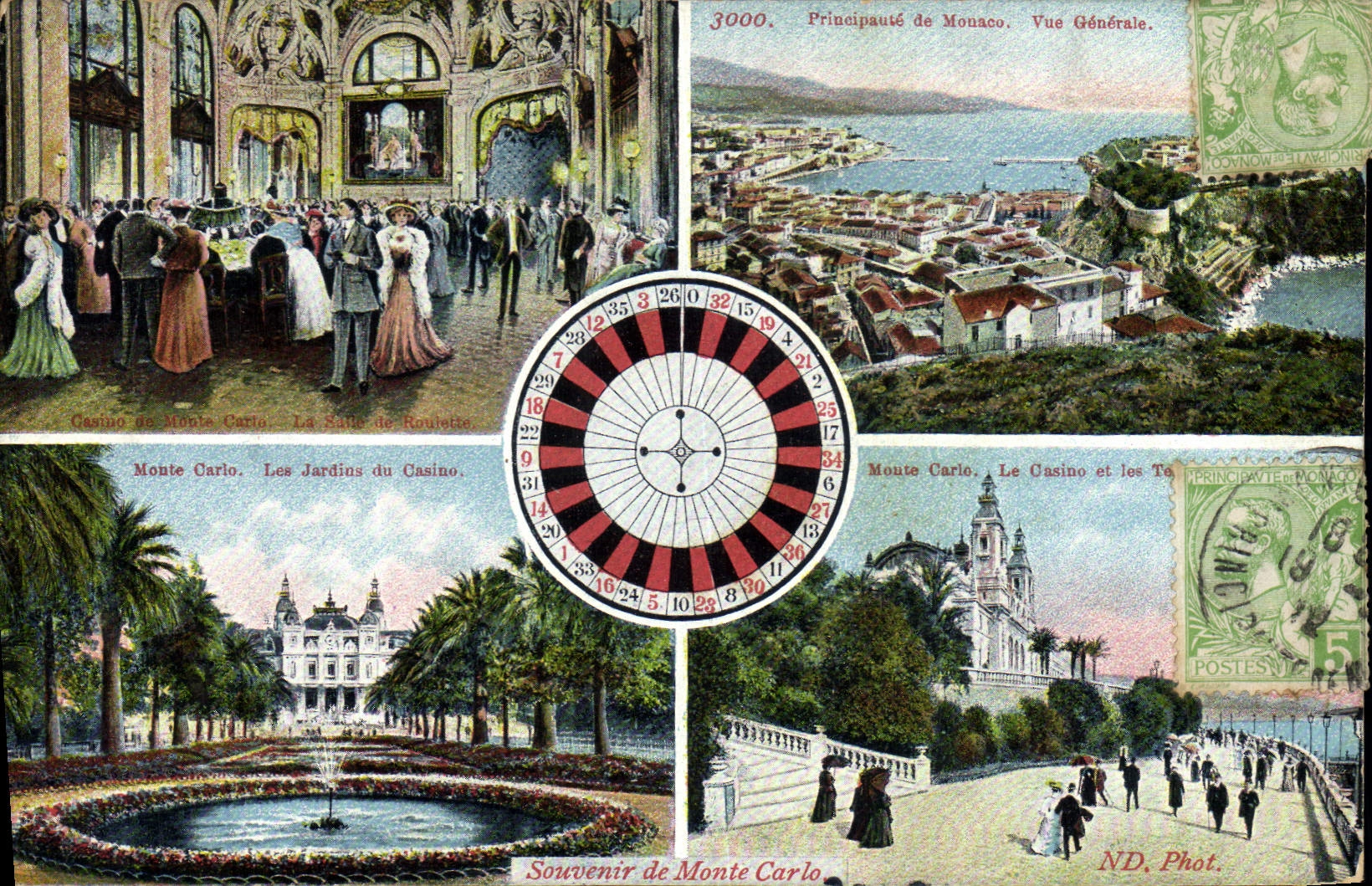 Vintage Postcard Casino of Monte Carlo the gardens seen general Monaco