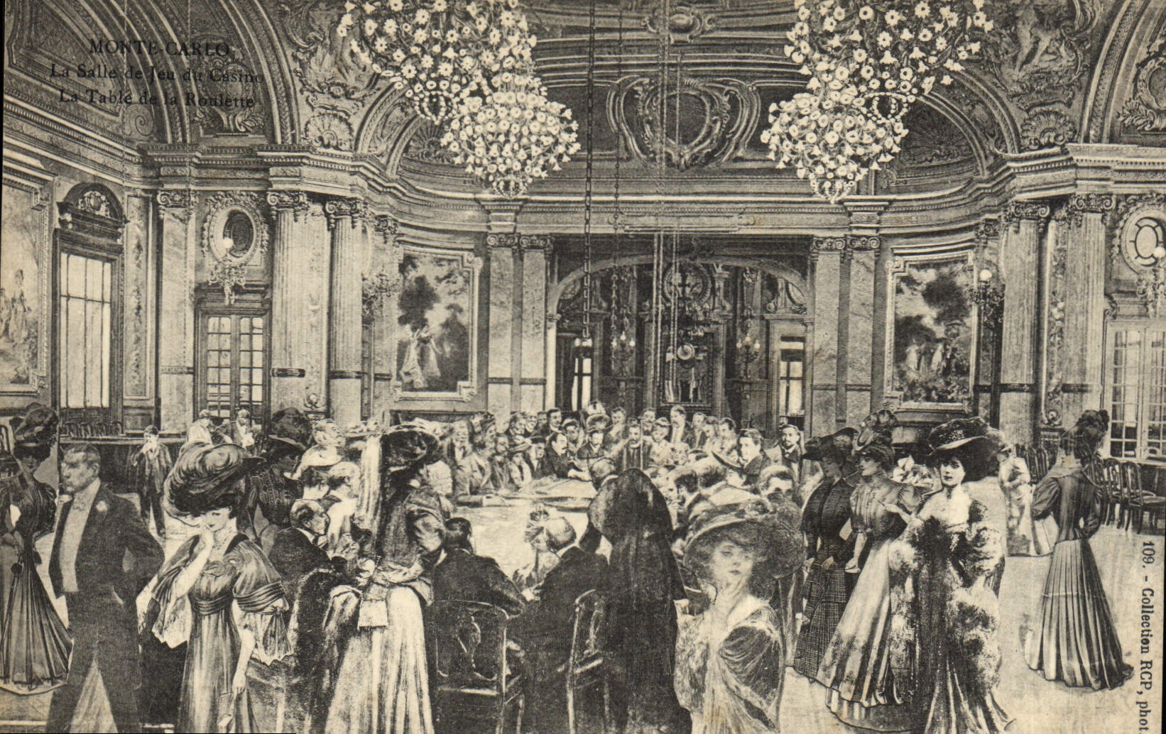 Vintage Postcard Casino of Monte Carlo the table of the caster