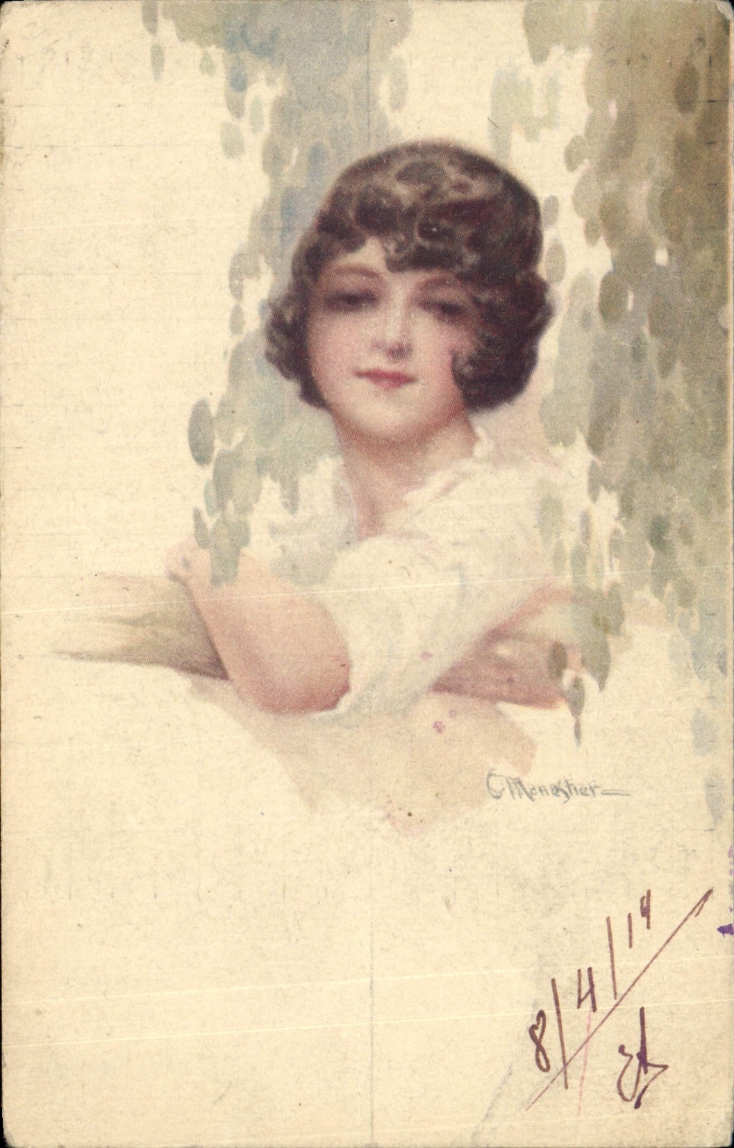 CPA Fantaisie Illustrateur Monestier Femme