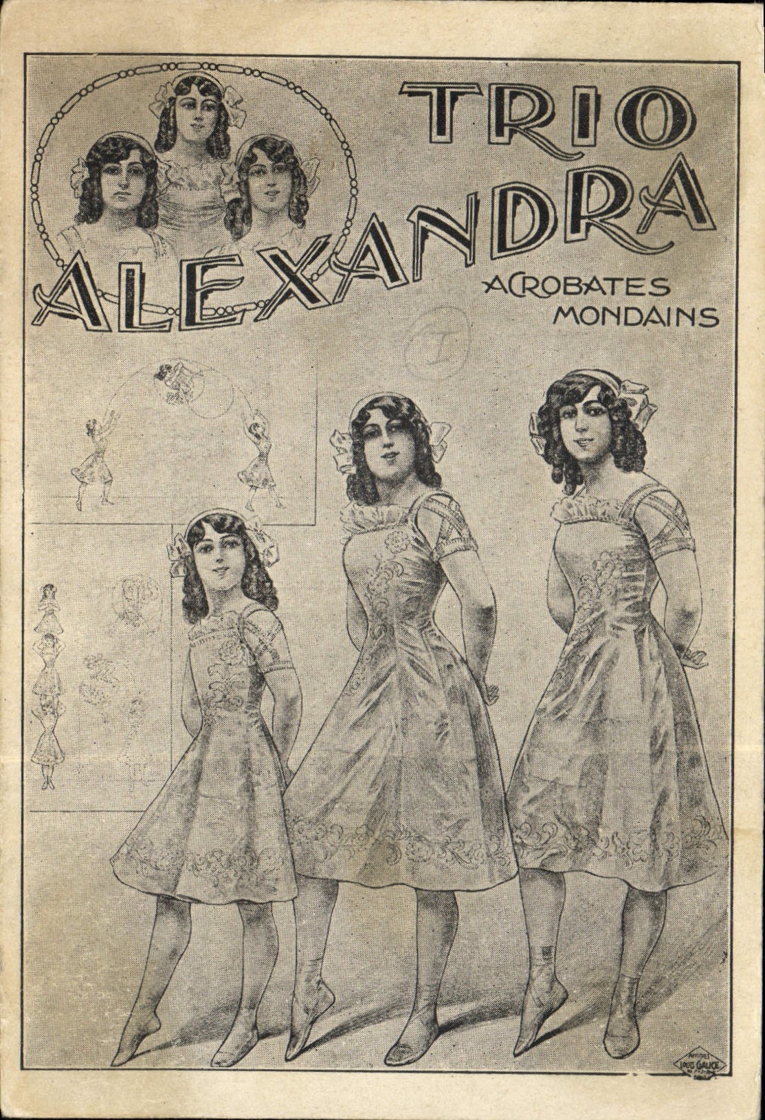 Vintage Postcard Trio Alexandra Acrobates society men