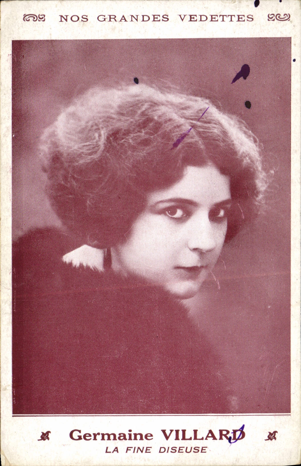 Postal Germana Villard la fina recitadora