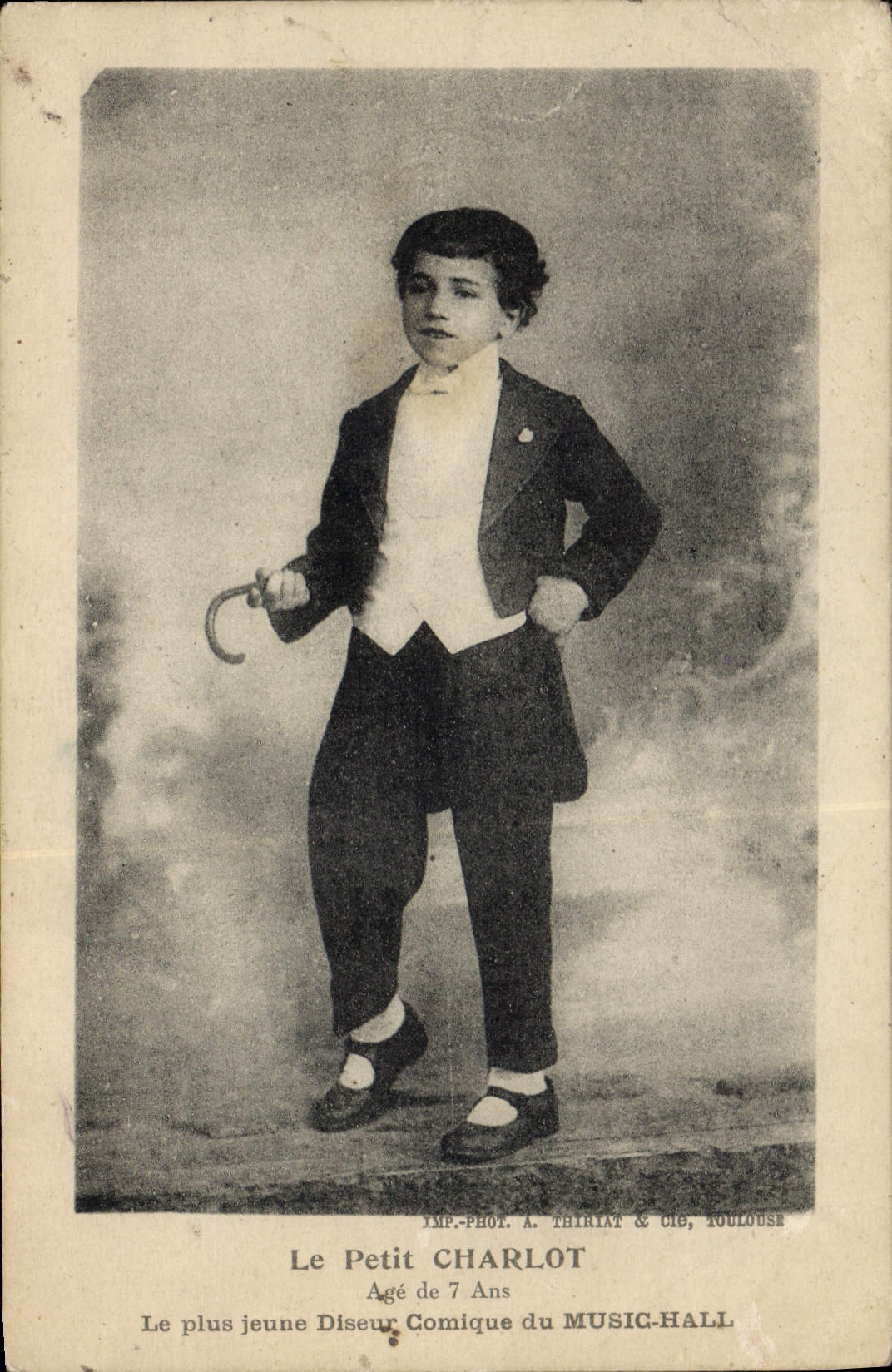 Vintage Postcard small Charlot the youngest comic teller of the Music Hall