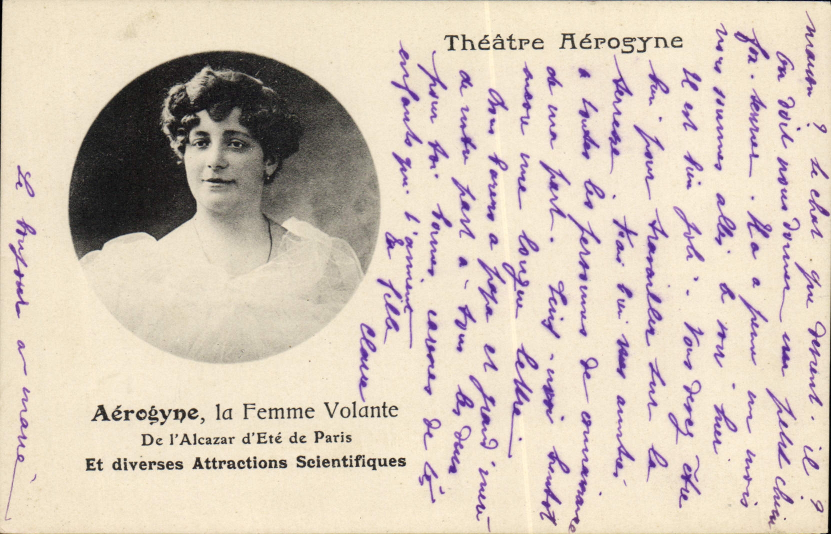 Vintage Postcard Aerogyne Theater the flying woman Of the Alcazar of summer of Paris
