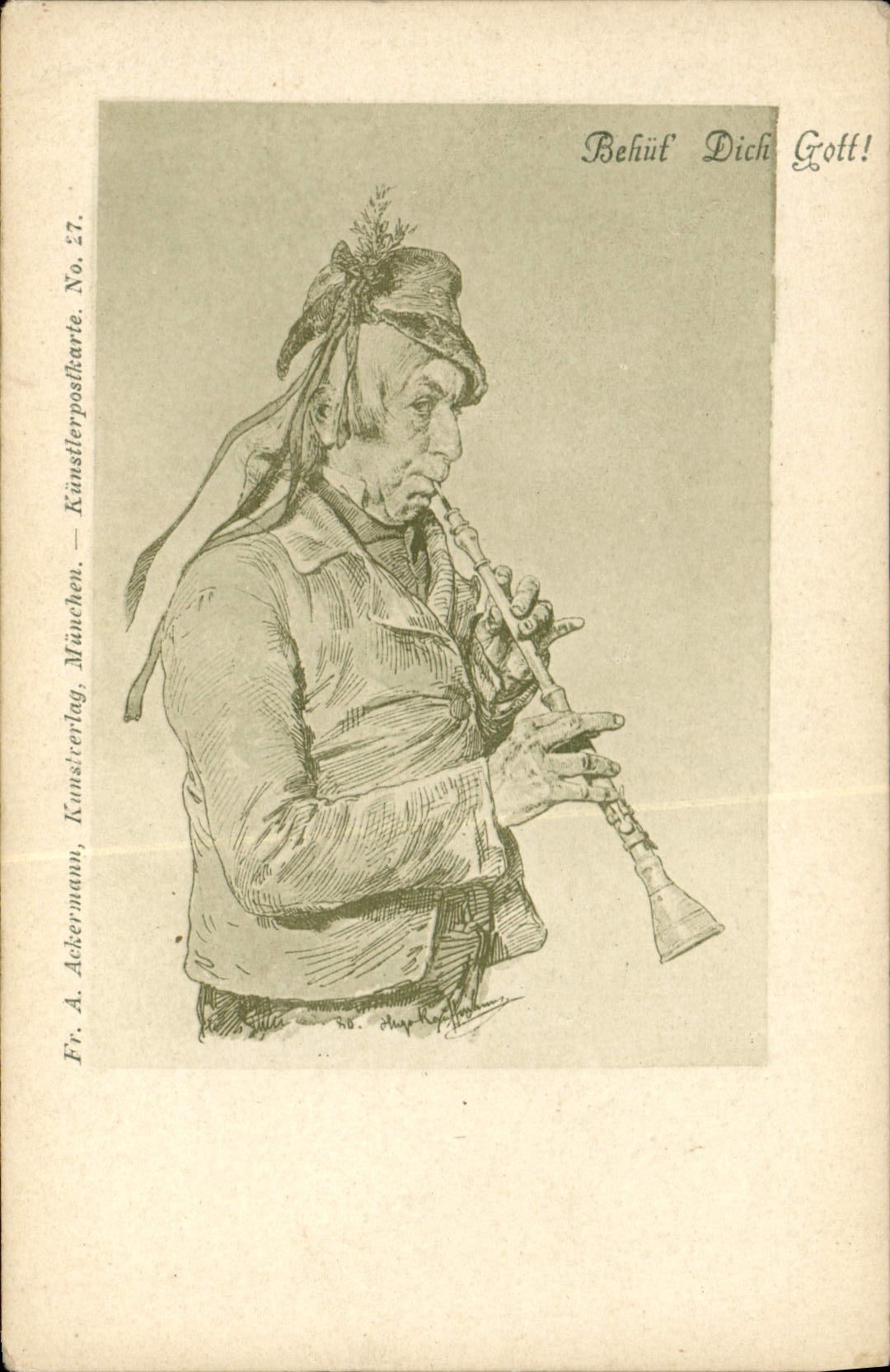 Vintage Postcard Clarinet