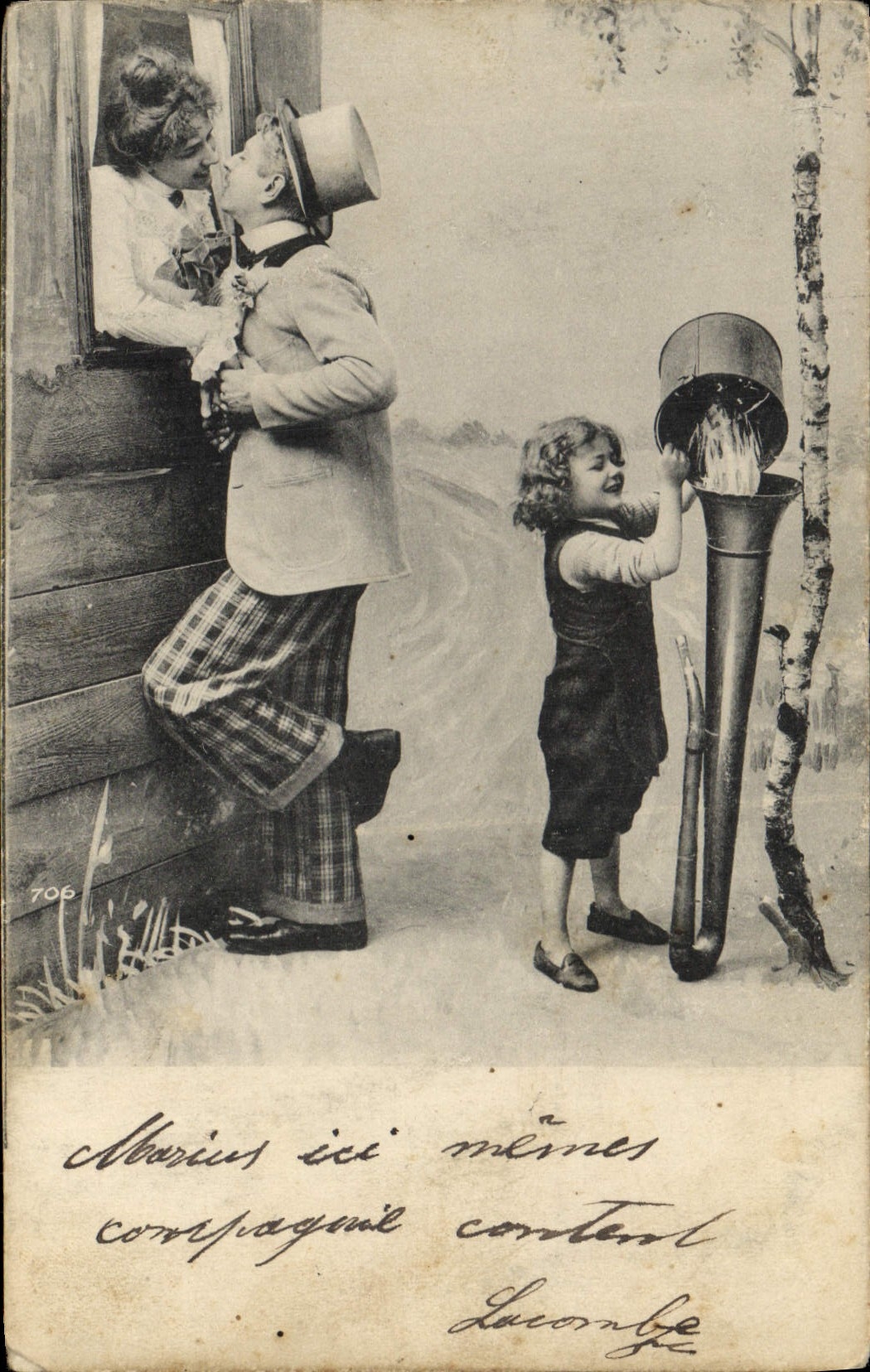 Vintage Postcard Child Music