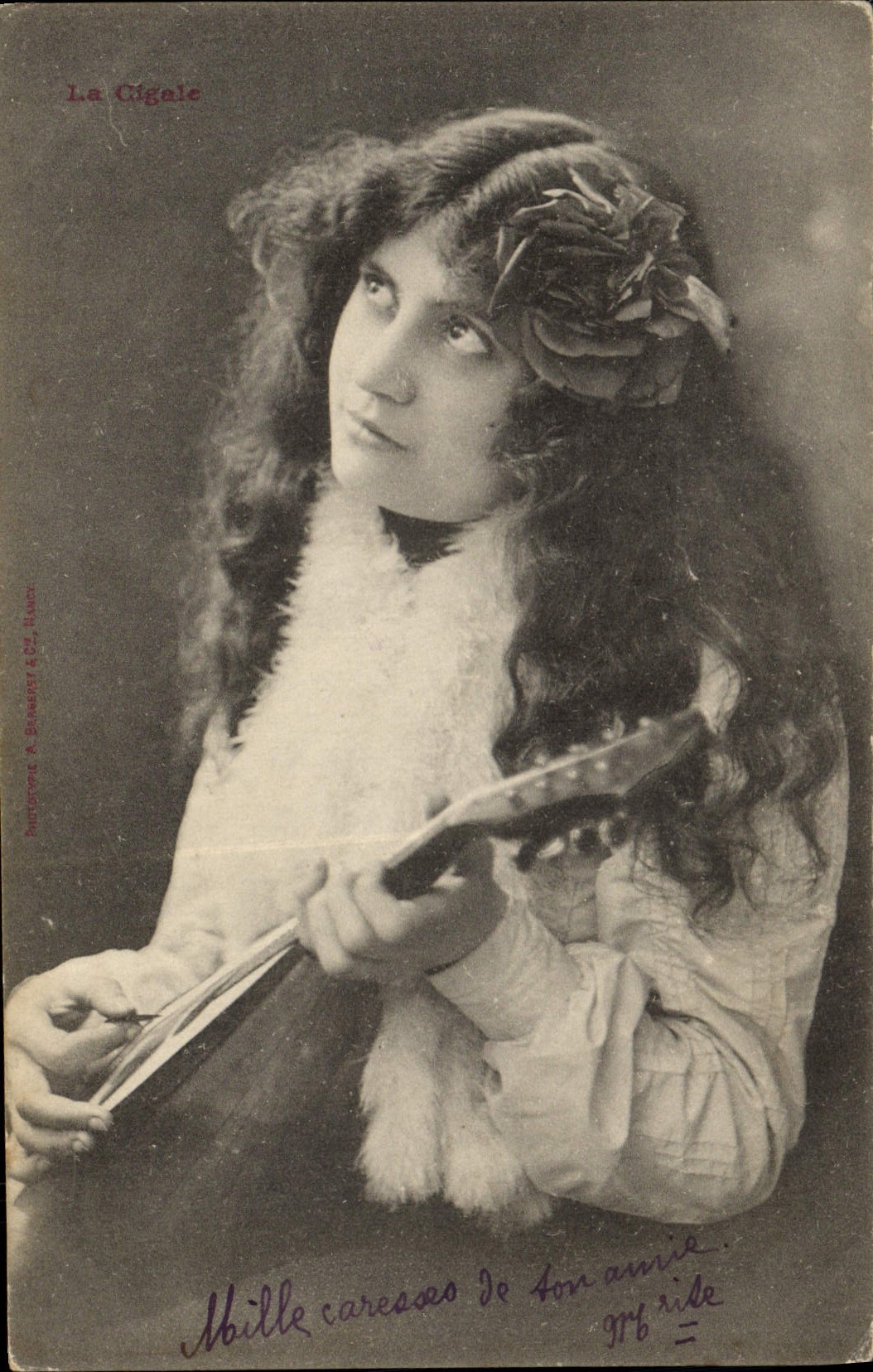 Vintage Postcard Woman the cicada