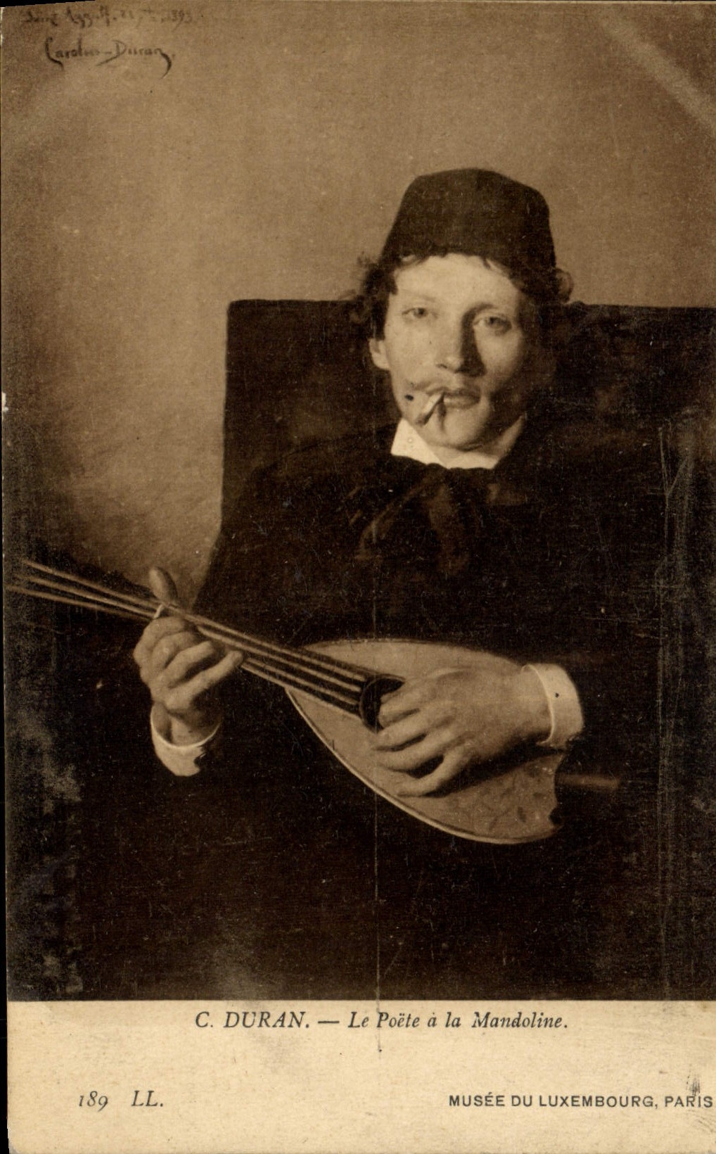 Vintage Postcard Duran the poet has the Musee mandoline of Luxembourg Paris