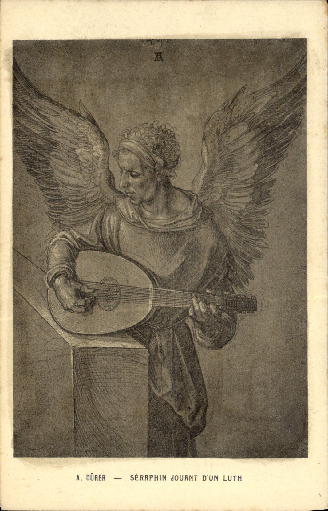 CPA Durer Seraphin jouant d'un luth 