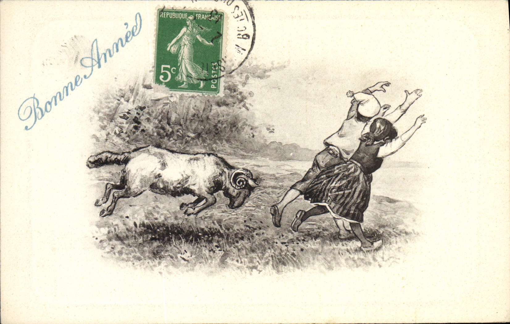 CPA Enfants Chevre Bouc 