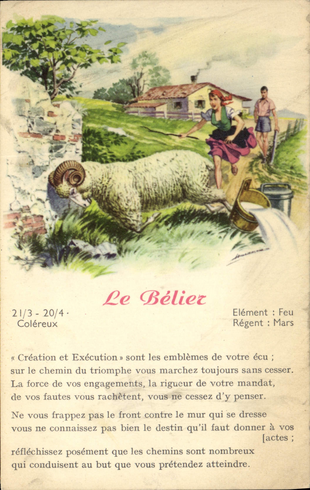 CPA Le belier Mouton Astrologie 