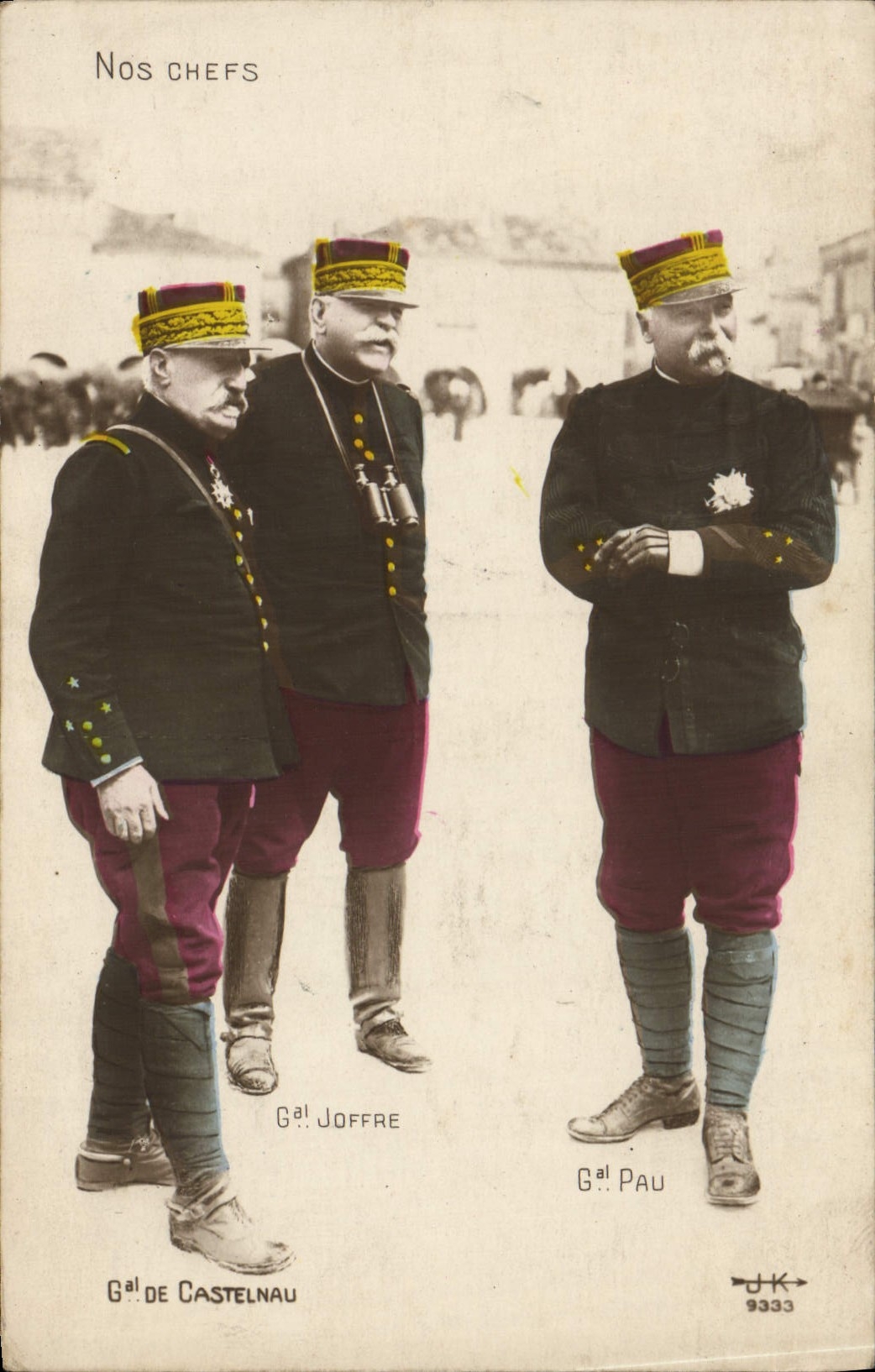 Vintage Postcard Militaria Our chiefs General Castelnau Joffre Pau