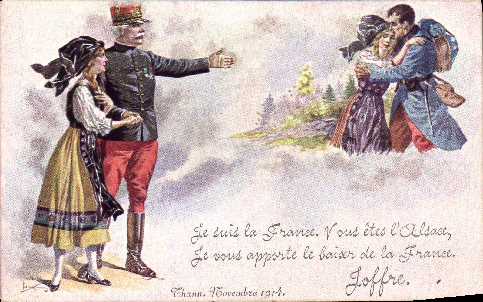 Vintage Postcard Militaria Joffre Alsace