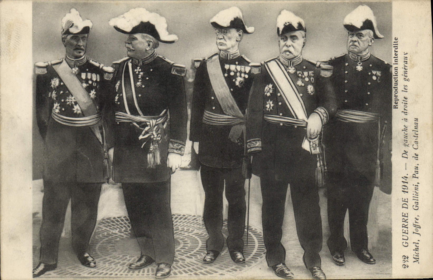 Vintage Postcard Militaria general the Michel Joffre Gallieni Pau De Castelnau