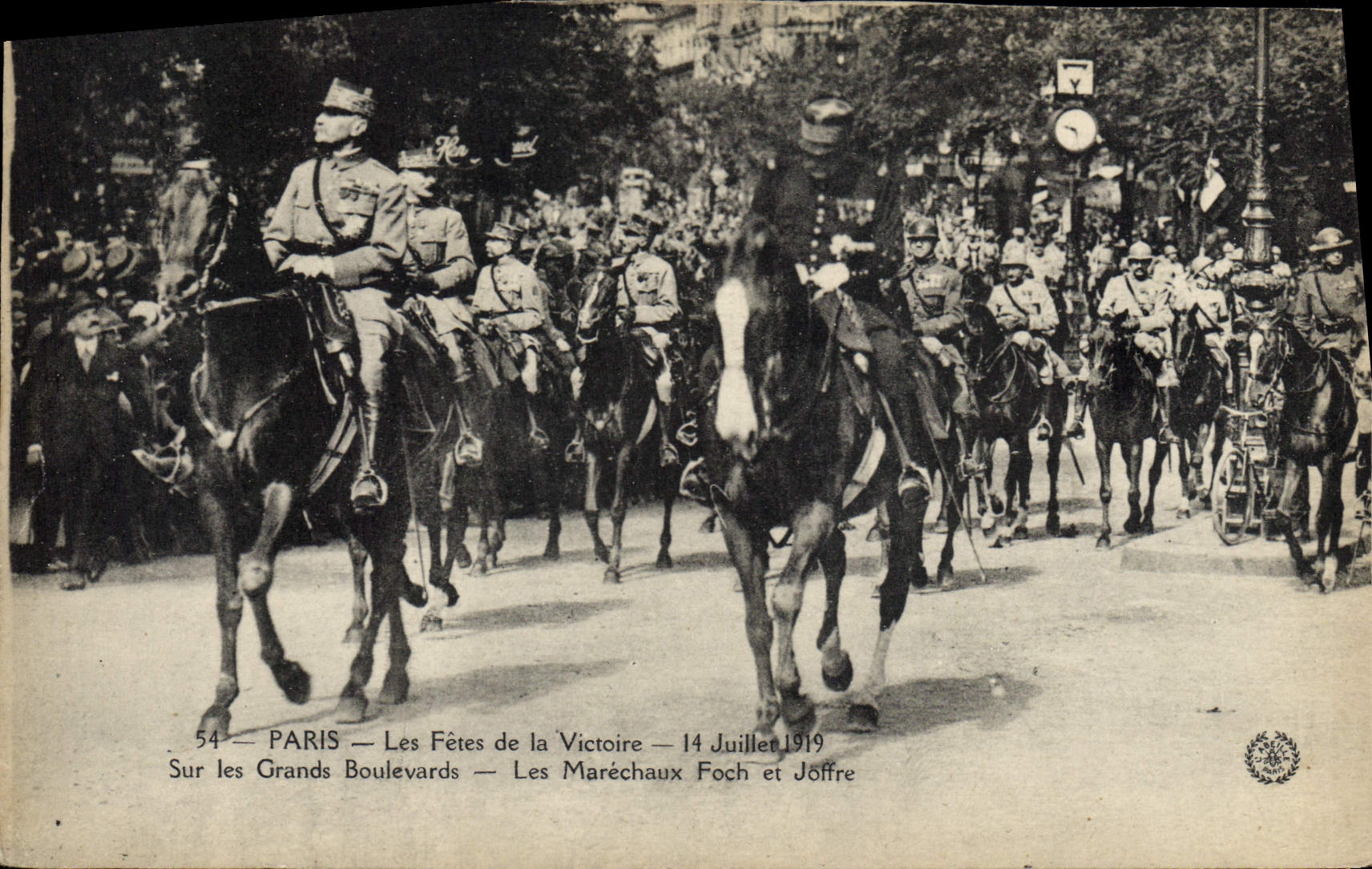 Vintage Postcard Militaria the Festivals of the Victoire has Paris July 14th, 1919 On the grand boulevards