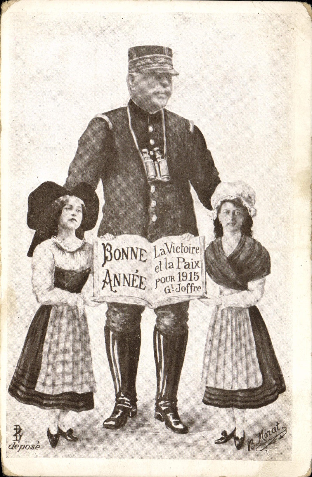 Vintage Postcard Militaria Happy new year Joffre Alsace