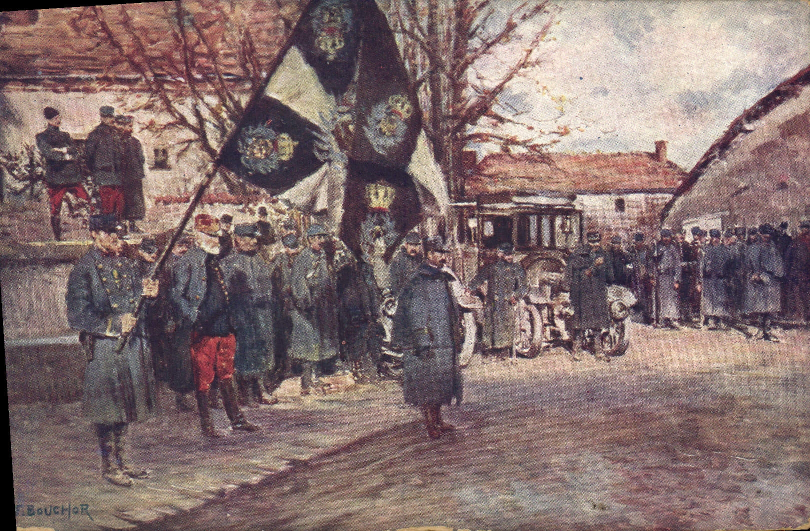 Vintage Postcard Militaria 87eme regiment of infantry Vassincourt Mussey