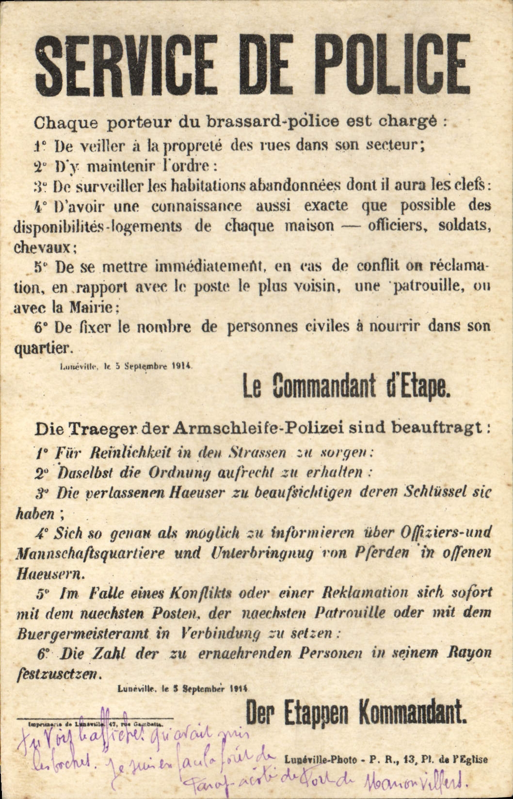 Vintage Postcard Militaria Police service