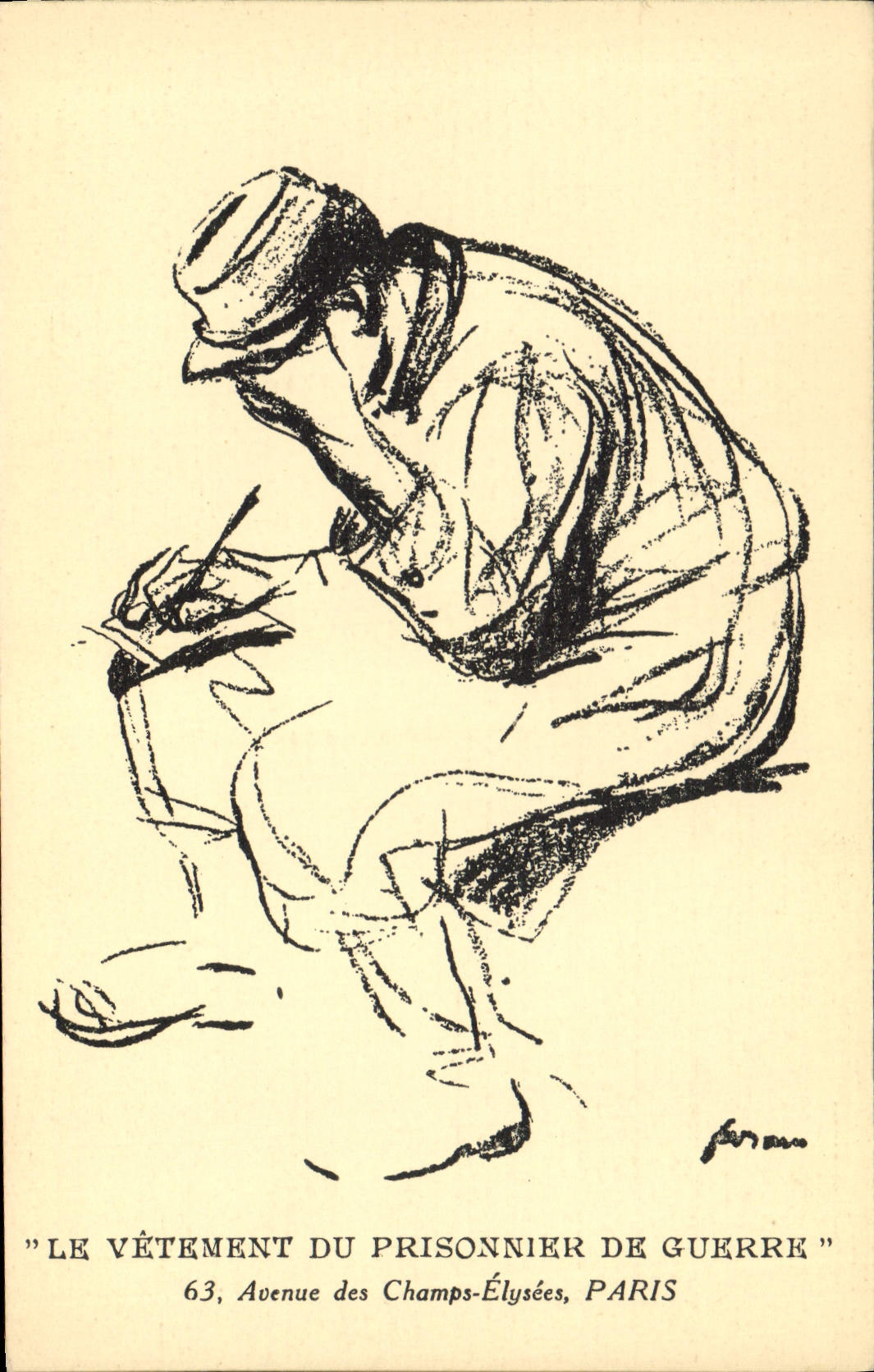 Vintage Postcard Militaria the clothing of the prisoner of war