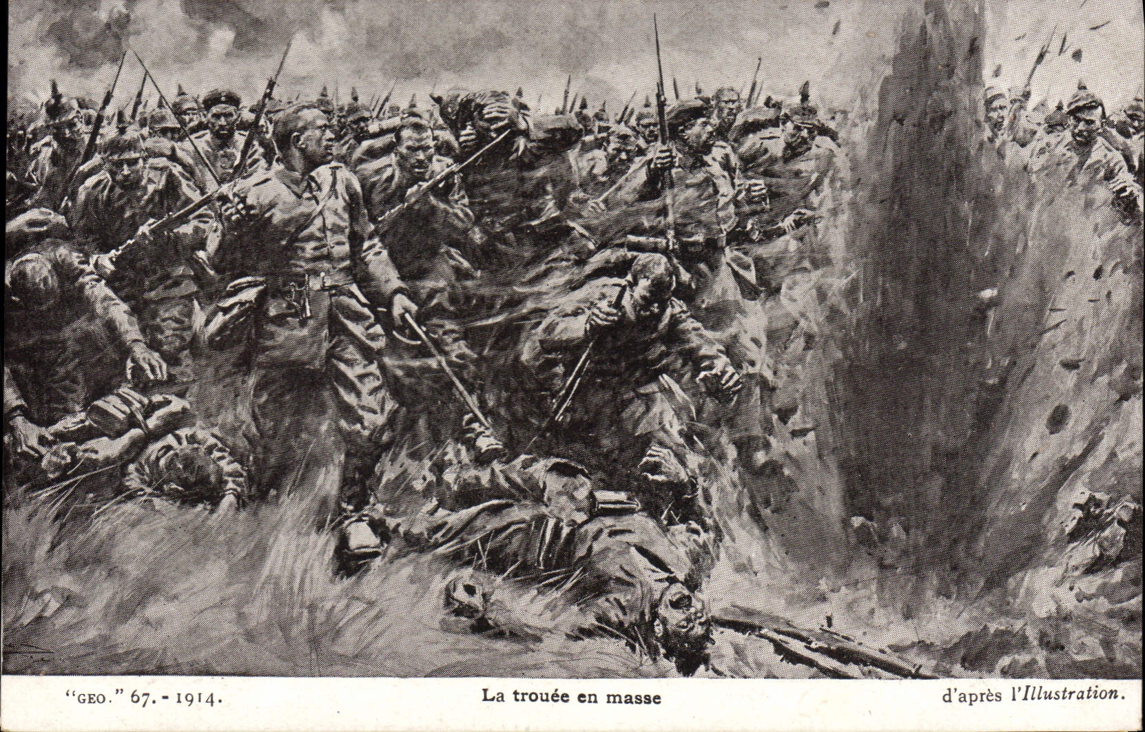 Vintage Postcard Militaria the trouee masses the Illustration of it