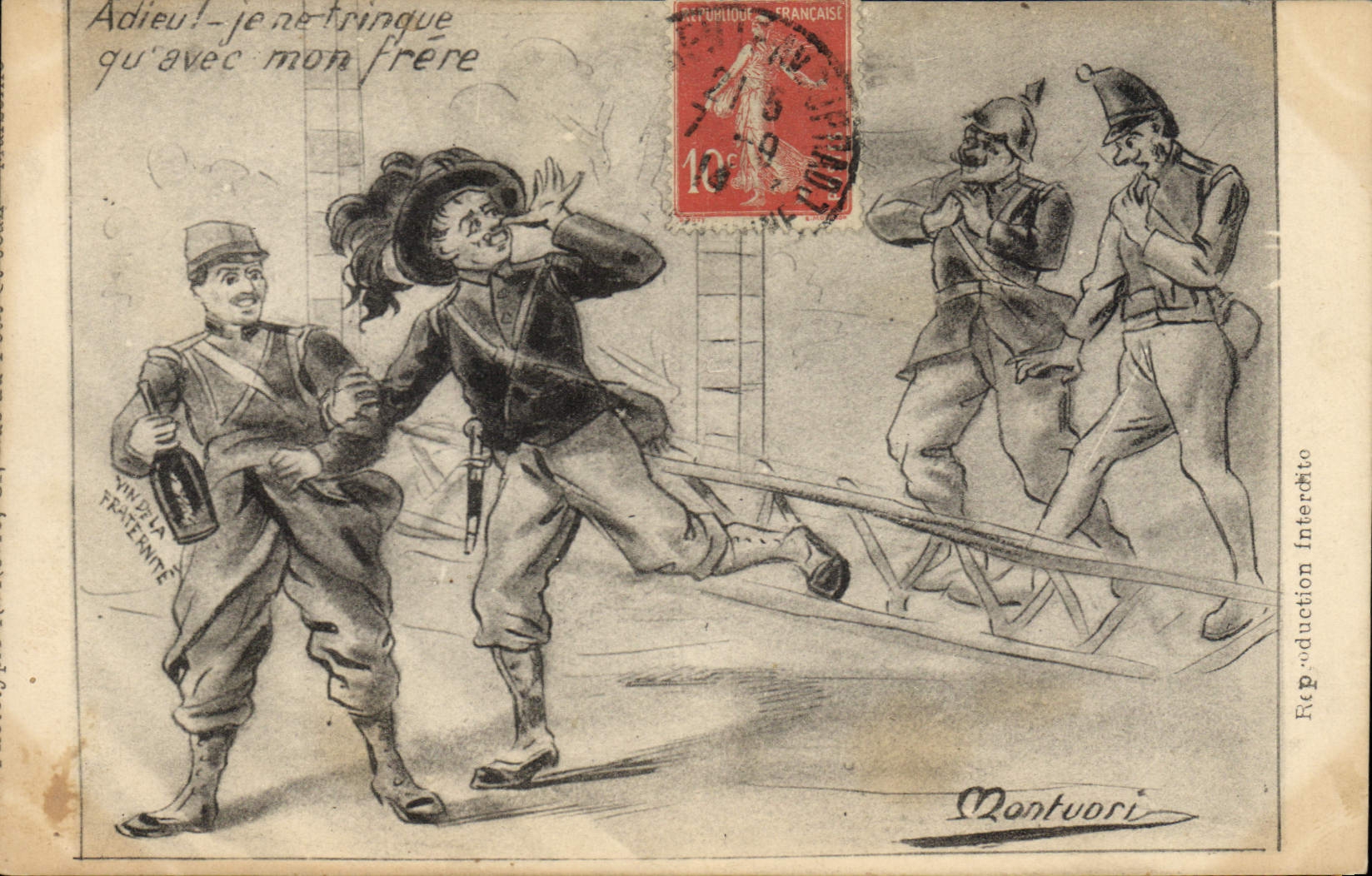 Vintage Postcard Militaria Good-bye