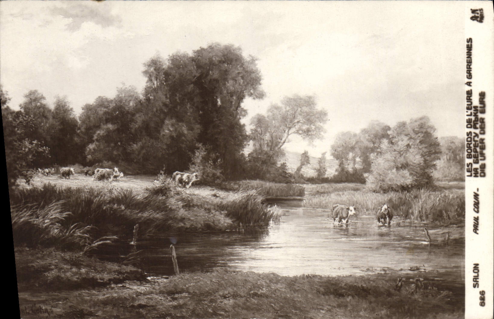 Postal Paul Colin Les las orillas del Eure tienen Vedados