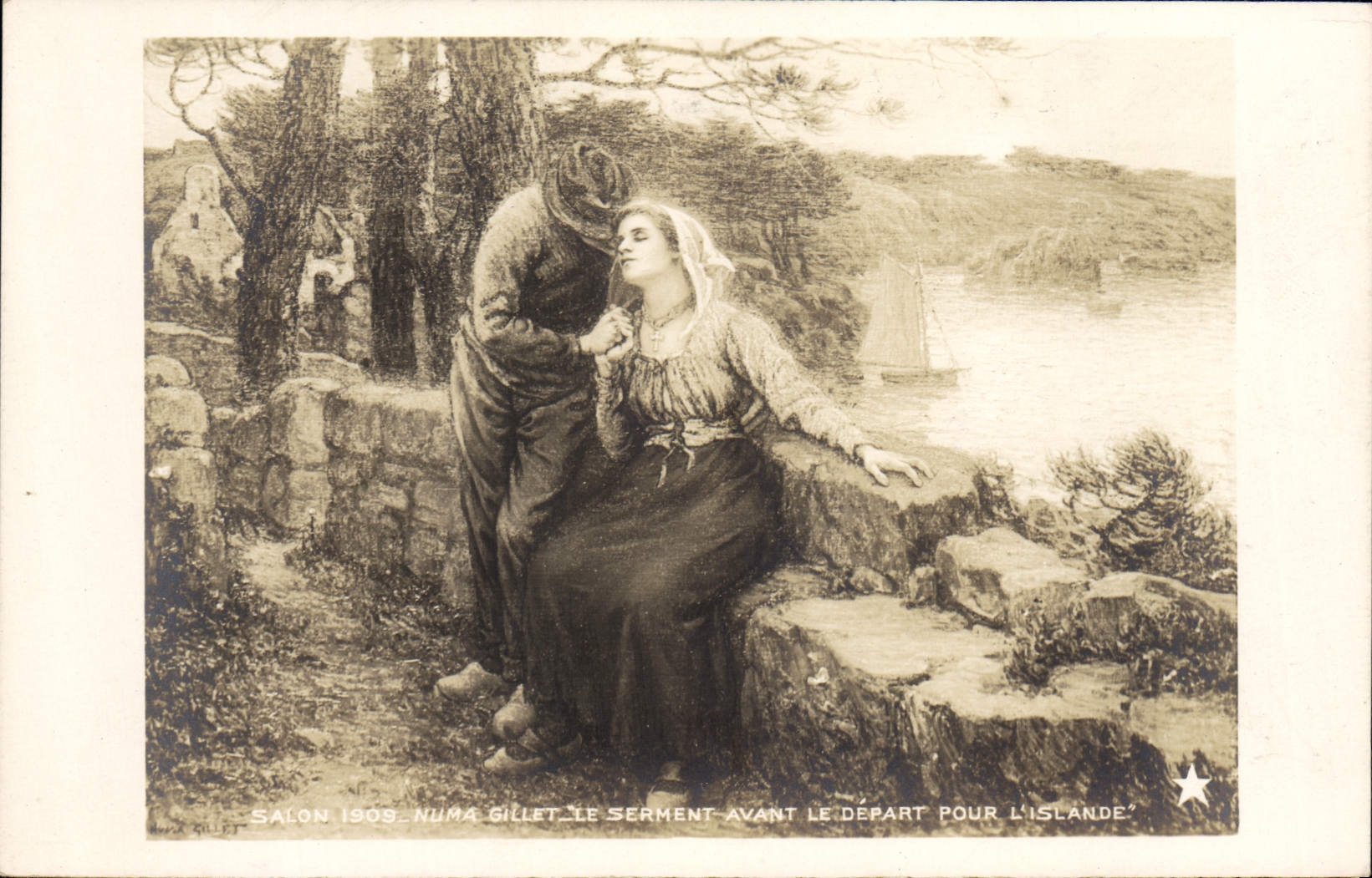 CPA Salon 1909 Numa Gillet Le serment avant le depart pour l'Islande 