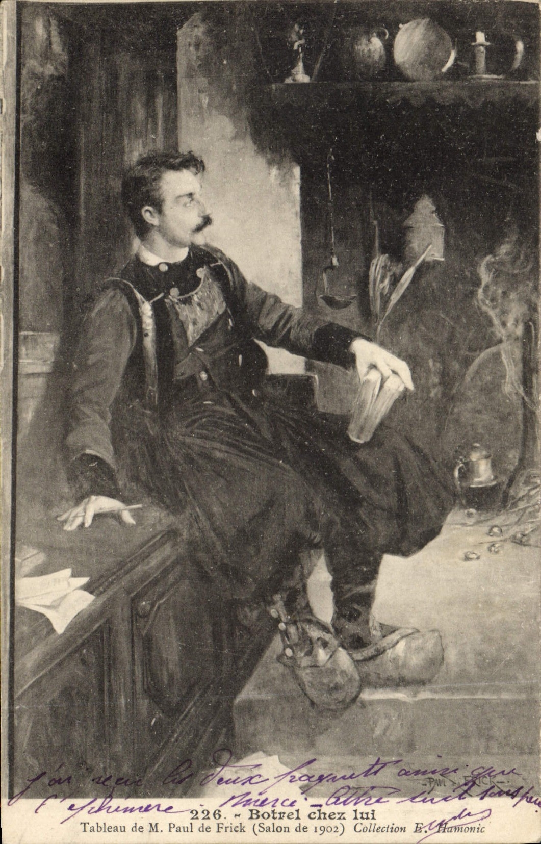 Postal Folclore Botrel en él Paul de Frick Salón de 1902