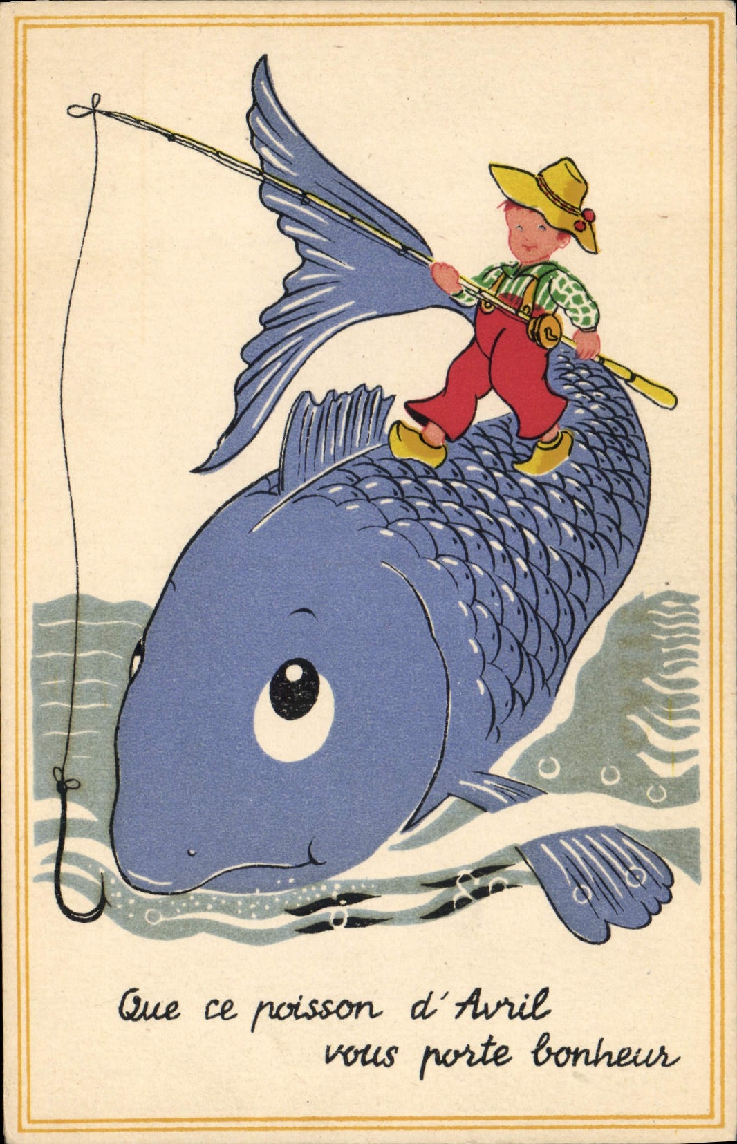 CPA Fantaisie Enfant Poisson 1er Avril 