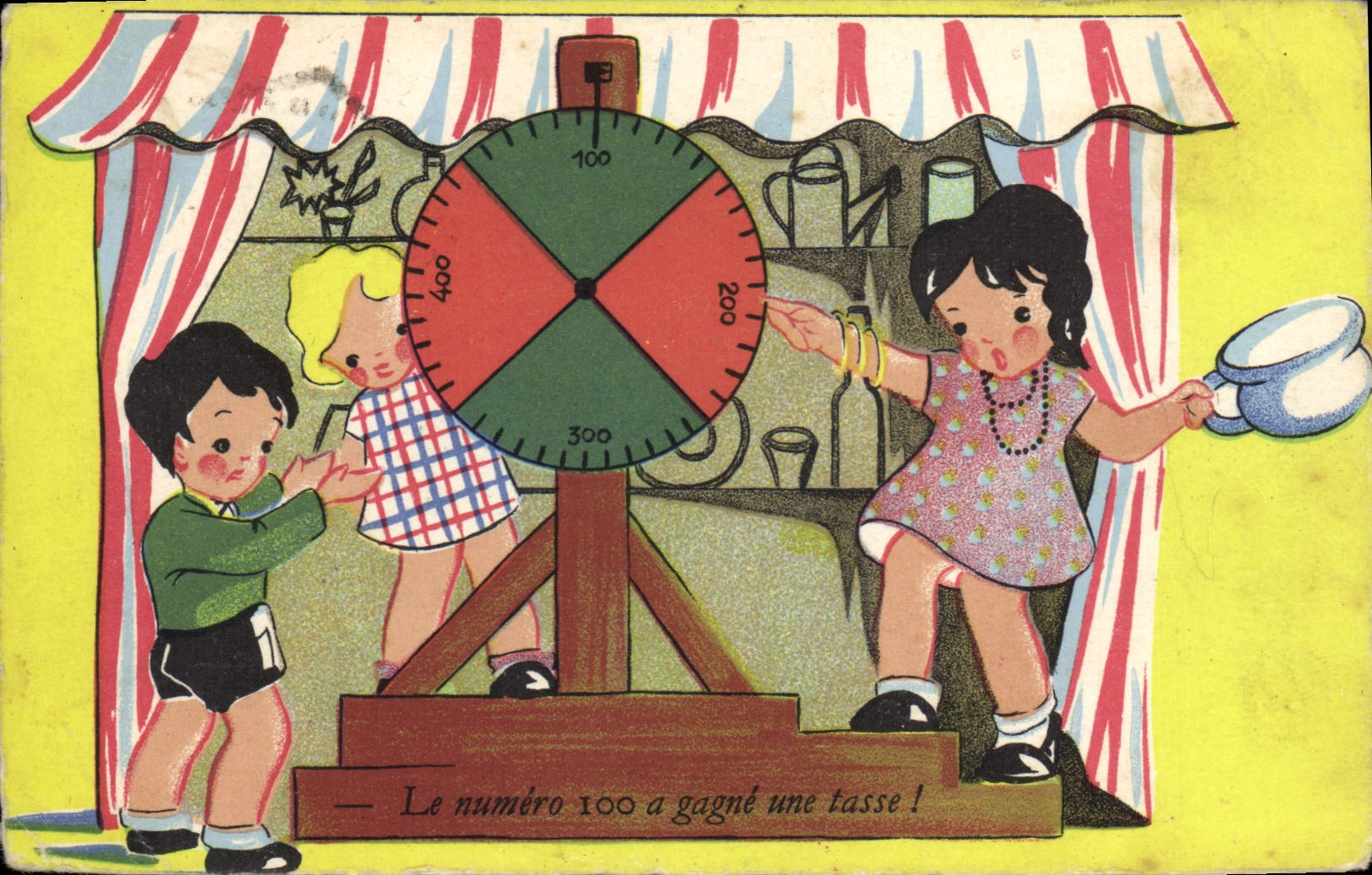 CPA Fantaisie Enfants Le numero 100 a gagne une tasse