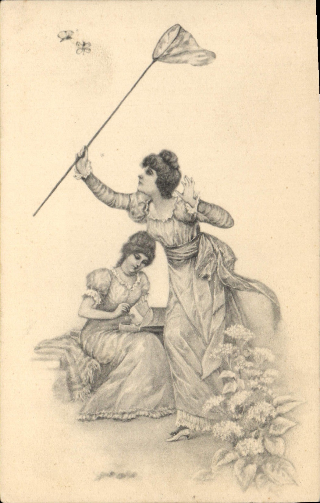 Vintage Postcard Fantasy Women Butterflies