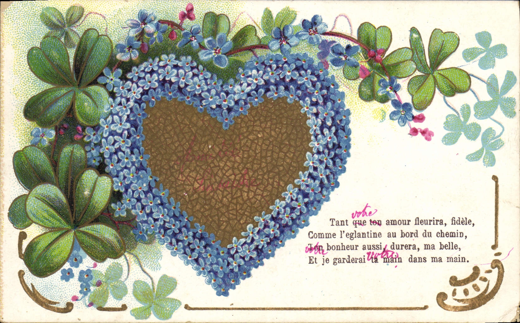 CPA Fantaisie Fleurs Muguet Trefles