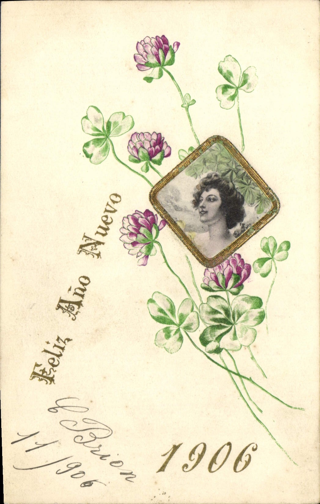 Vintage Postcard Fantasy Woman Flowers