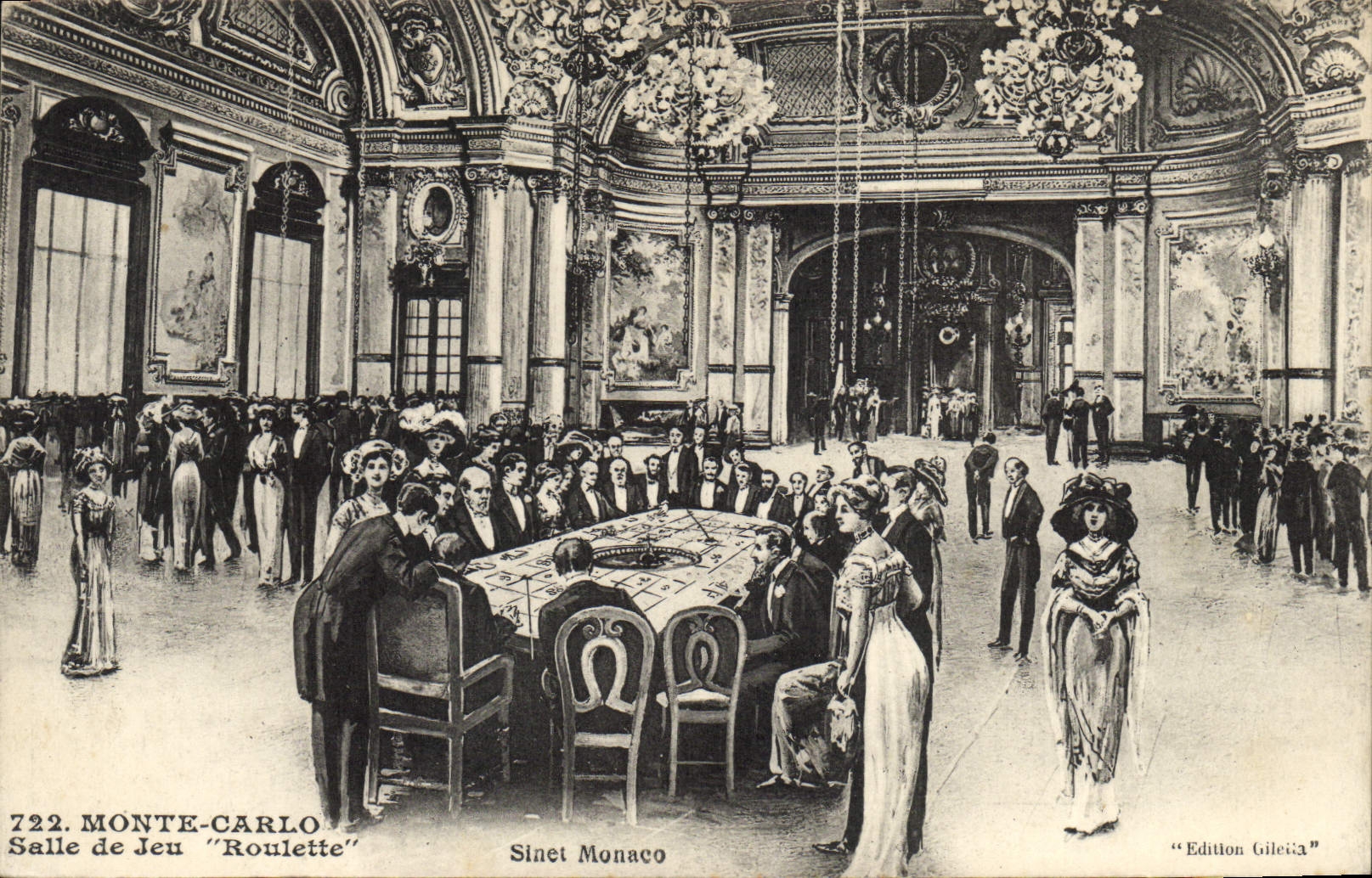 Vintage Postcard Casino Monte Carlo Gaming room the caster