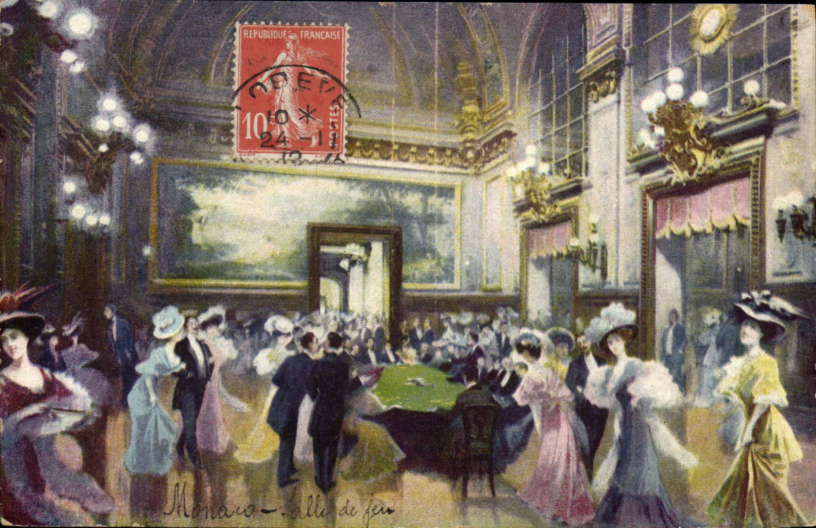 Vintage Postcard Casino Monte Carlo Monaco Gaming room