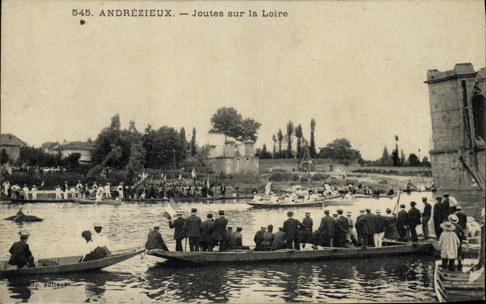 Vintage Postcard Andrezieux Tournaments on the Loire SIGNAL