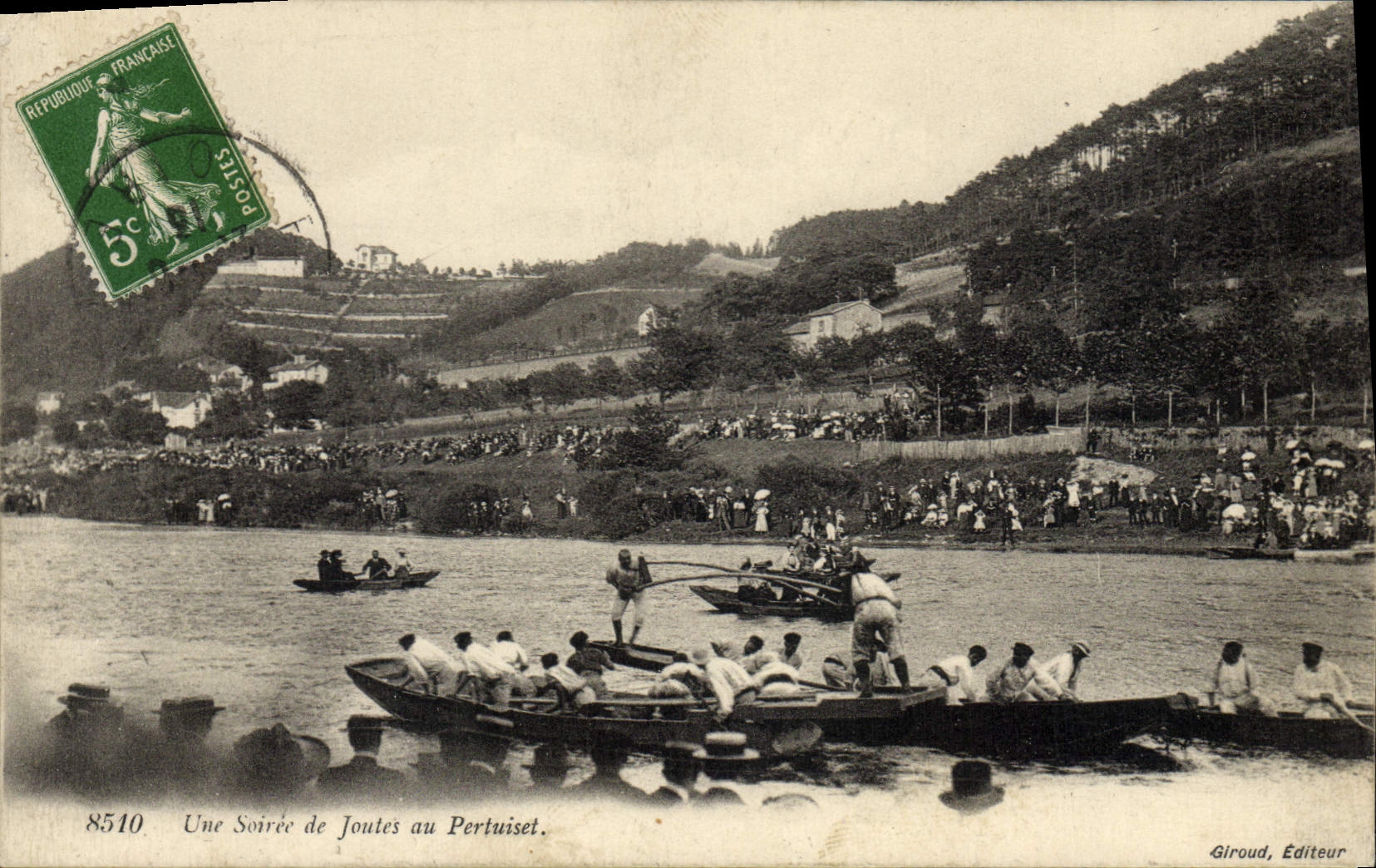 Vintage Postcard One evening of tournaments in Pertuiset