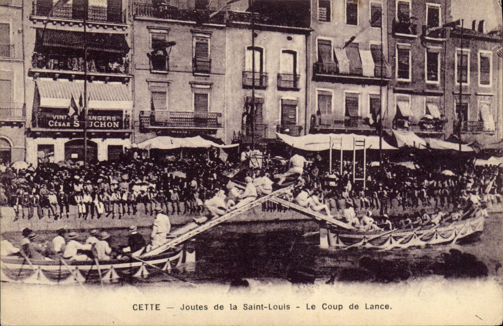 CPA Cette Joutes de la Saint Louis Le coup de lance