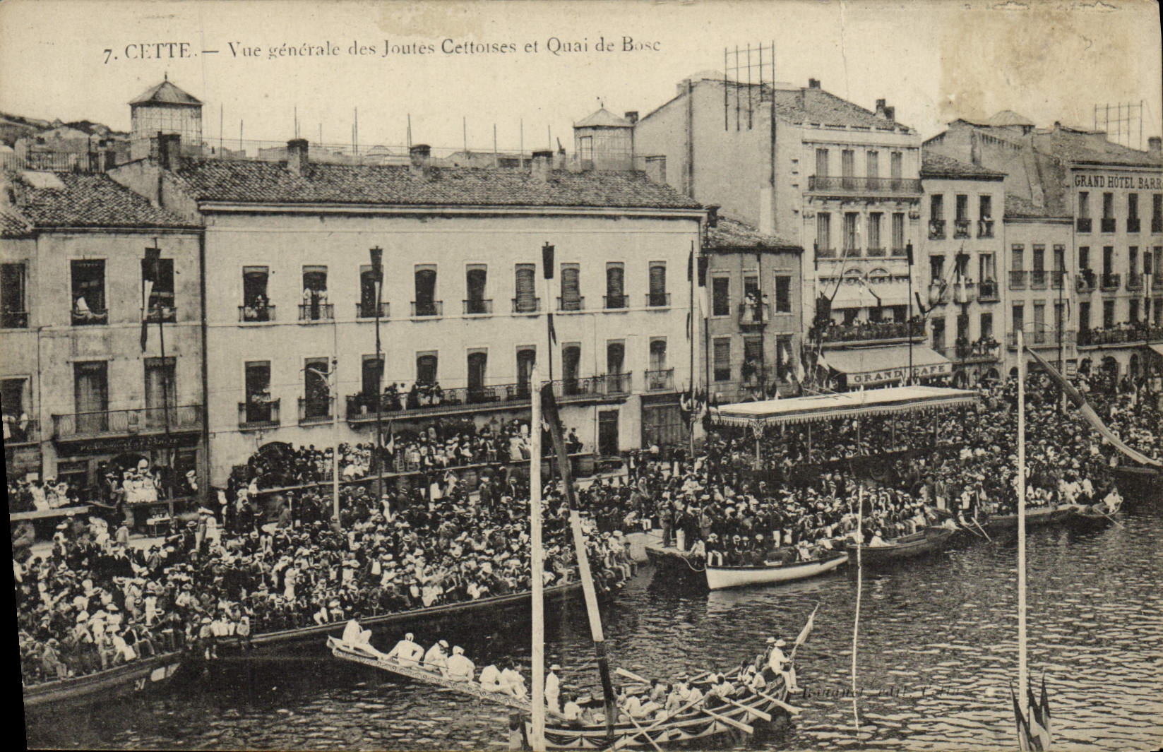 Vintage Postcard This general Sight of the Cettoises tournaments and Quai of Bosc