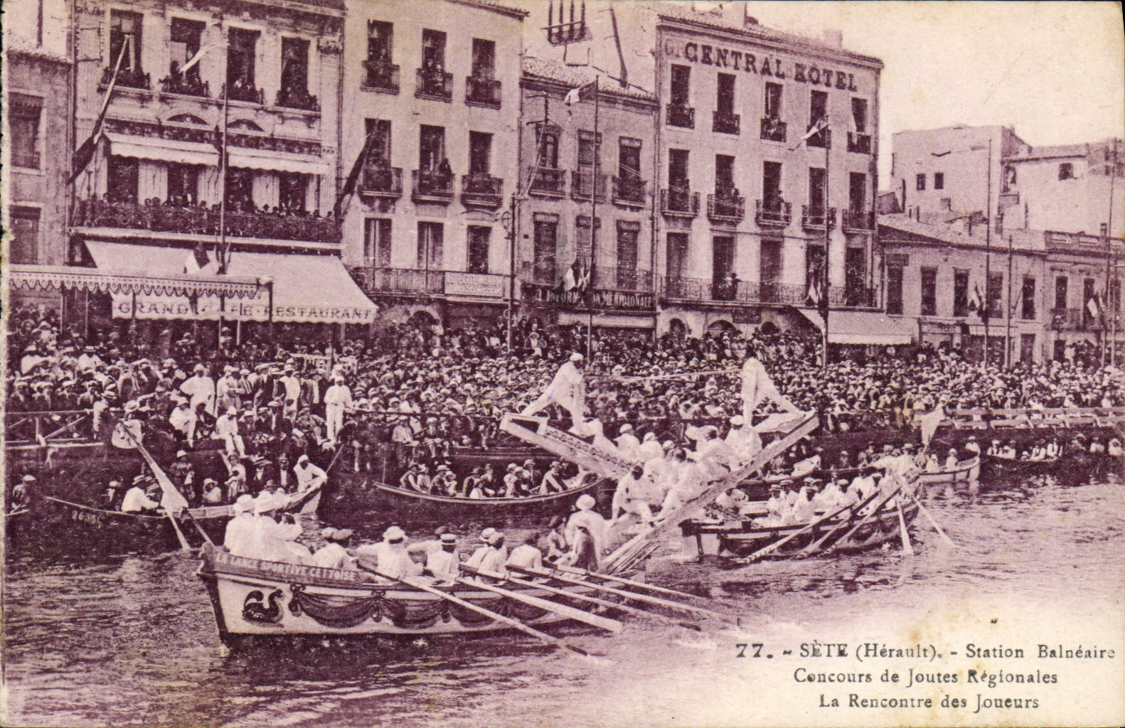 Vintage Postcard Sete Contest of regional tournaments the meeting of the players