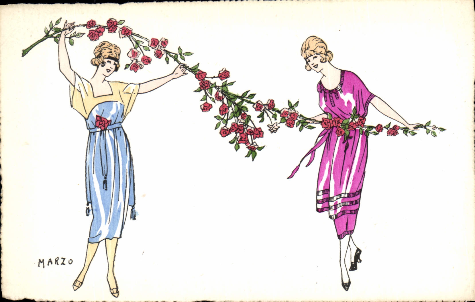 CPA Fantaisie Illustrateur Marzo Femmes 