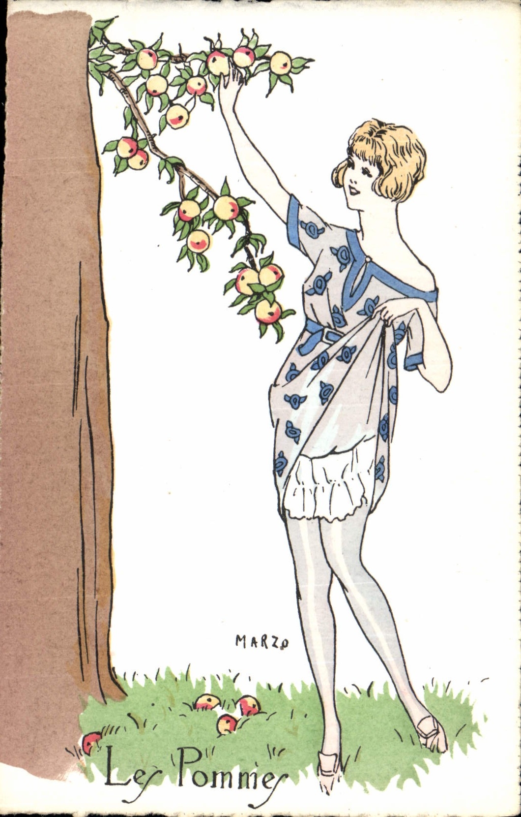 Postal Fantasia Ilustrador Marzo Mujer los manzanos