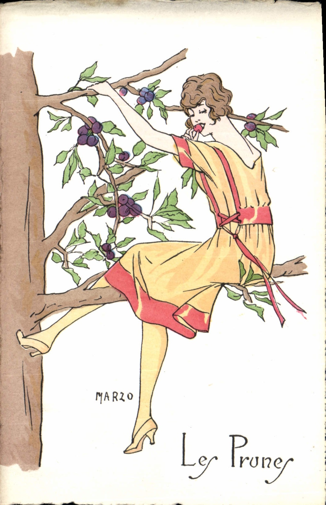 CPA Fantaisie Illustrateur Marzo Femme Les prunes