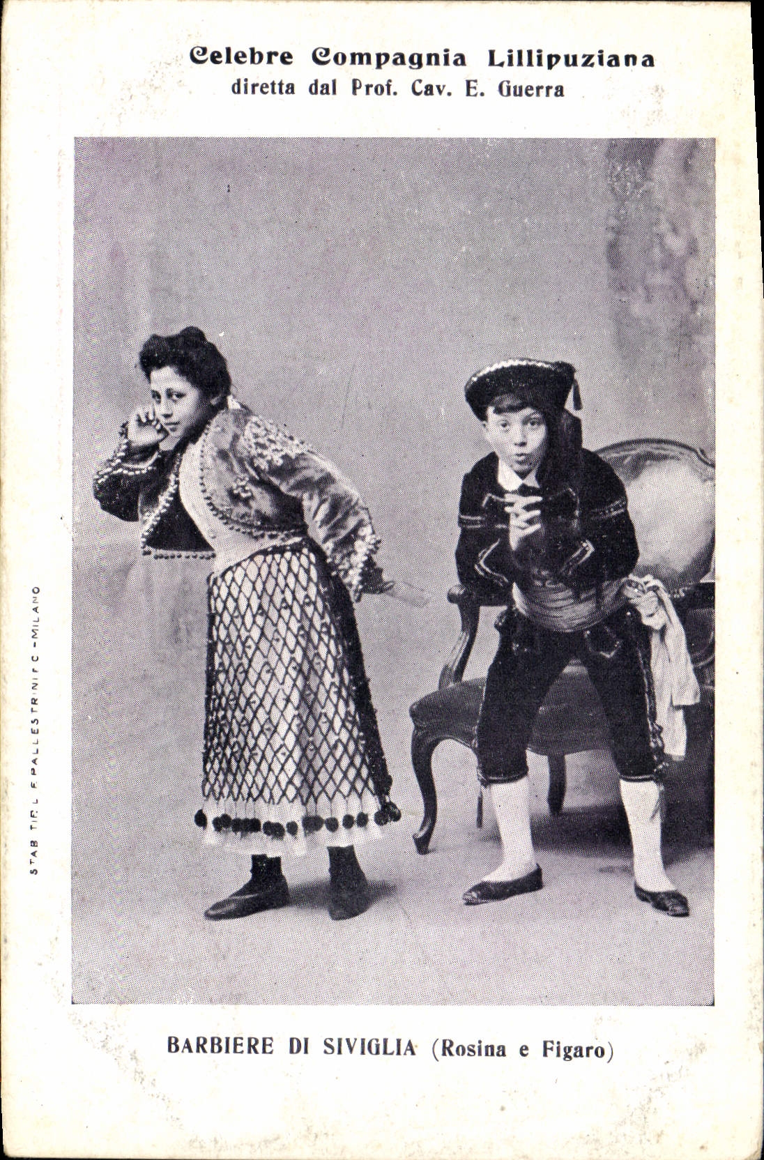 Vintage Postcard Celebrates Compagnia Lillipuziana Barbiere di Siviglia Rosina E Figaro