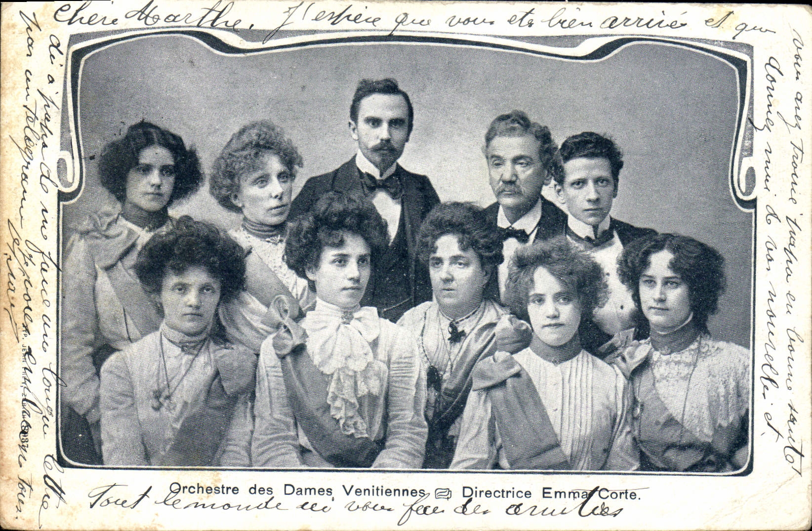 Postal Orquesta de las damas venecianas Directora Emma Corte