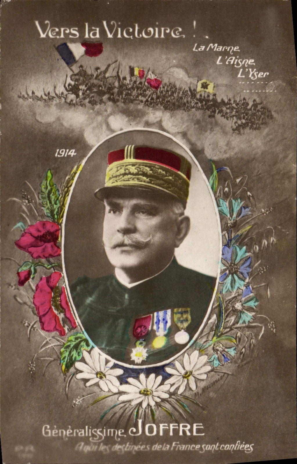 Vintage Postcard General Militaria Joffre Towards the Victoire