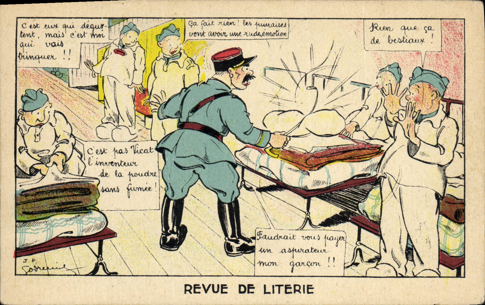 Vintage Postcard Militaria Re-examined of bed linen