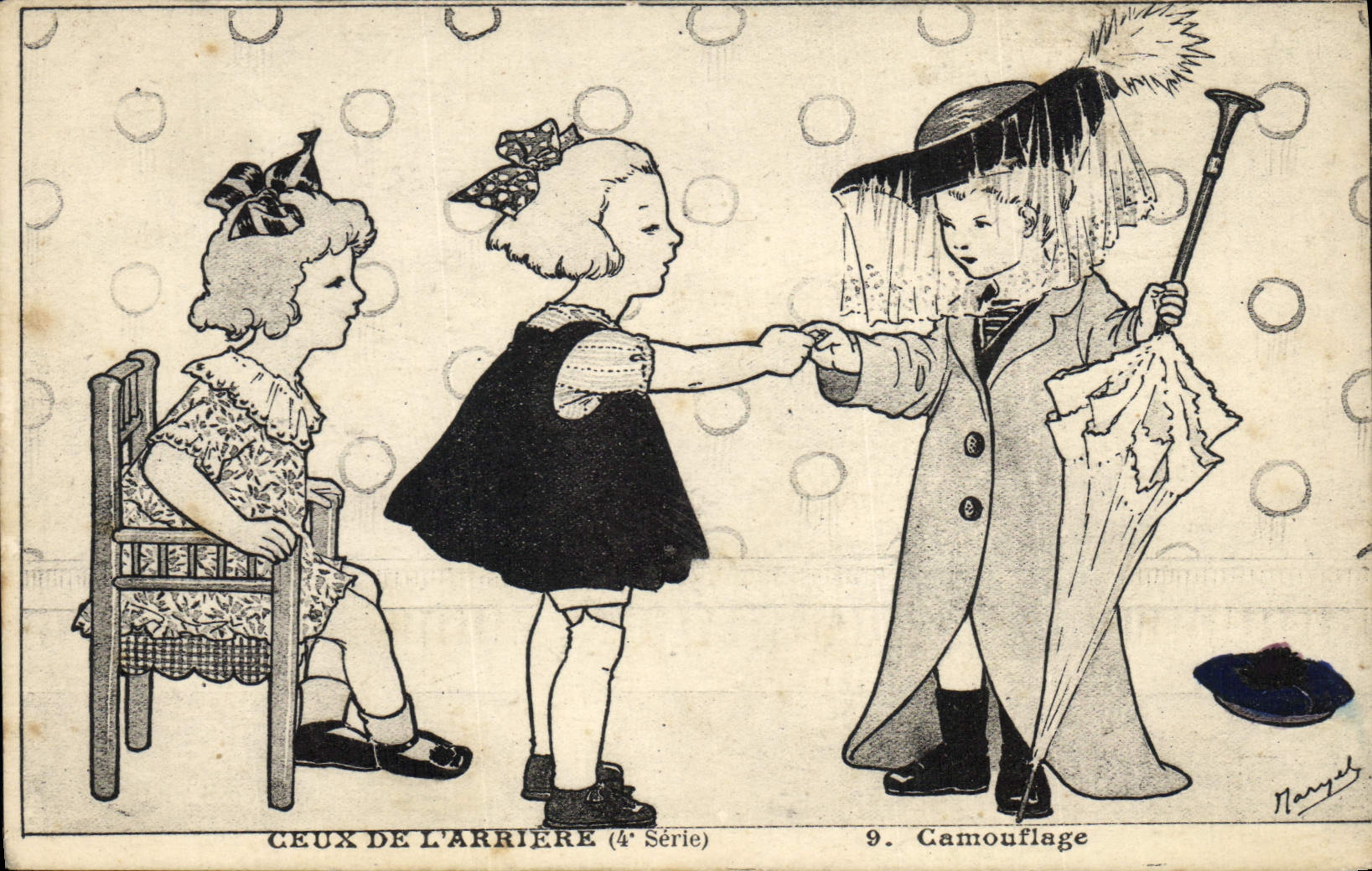 Vintage Postcard Militaria Children Those of the arrear Camouflage