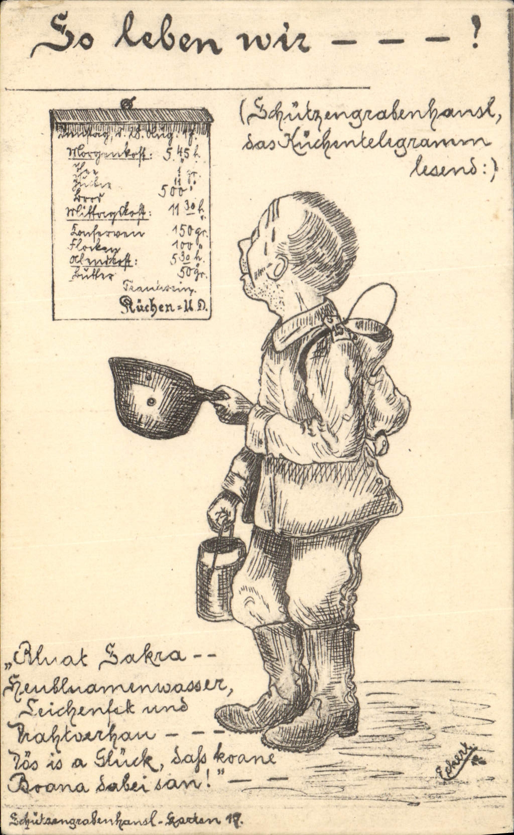 Vintage Postcard Militaria So leben to wir